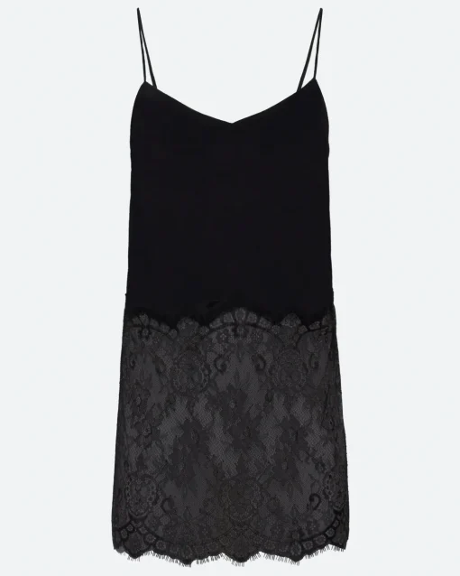 Minimum Tops | Elia top with lace 4257 - Black