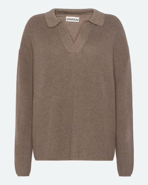 Minimum Knits | Ella polo jumper 4153 - Shitake