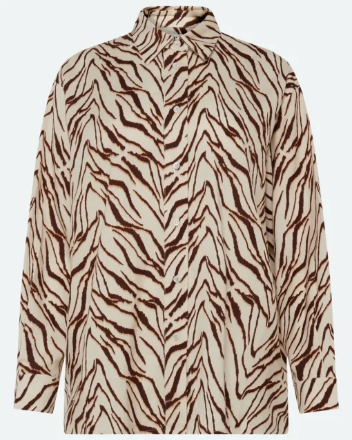 Minimum Shirts | Harper long sleeved linen blend shirt 4263 - Sandstorm