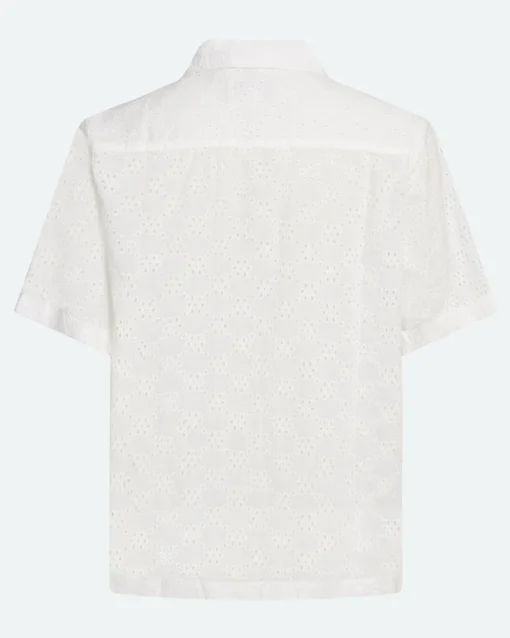 Minimum Shirts | Hayden relaxed short sleeved shirt in broderie anglaise 4295 - Coco Milk CocoMilk