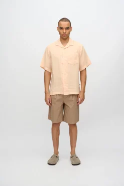 Minimum Shirts | Hayden short sleeved linen shirt 4115 - Creme De Peche CremeDePeche