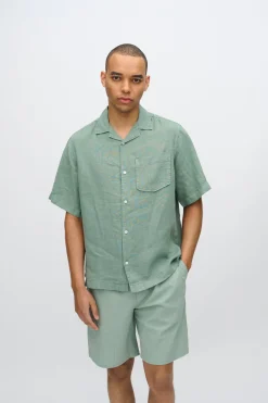 Minimum Shirts | Hayden short sleeved linen shirt 4115 - Iceberg Green IcebergGreen