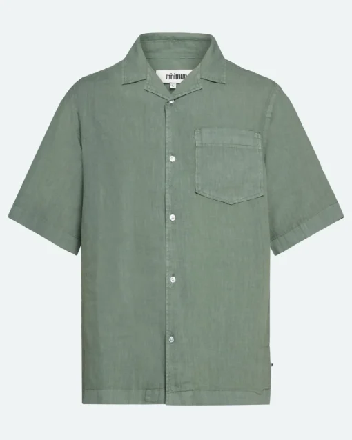 Minimum Shirts | Hayden short sleeved linen shirt 4115 - Iceberg Green IcebergGreen