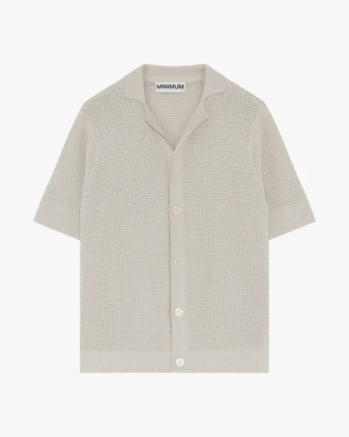 Minimum Knitwear | Mason crochet polo shirt 4177 - Rainy Day RainyDay
