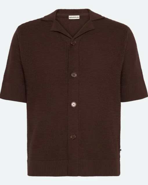 Minimum Knitwear | Mason crochet polo shirt 4177 - Demitasse