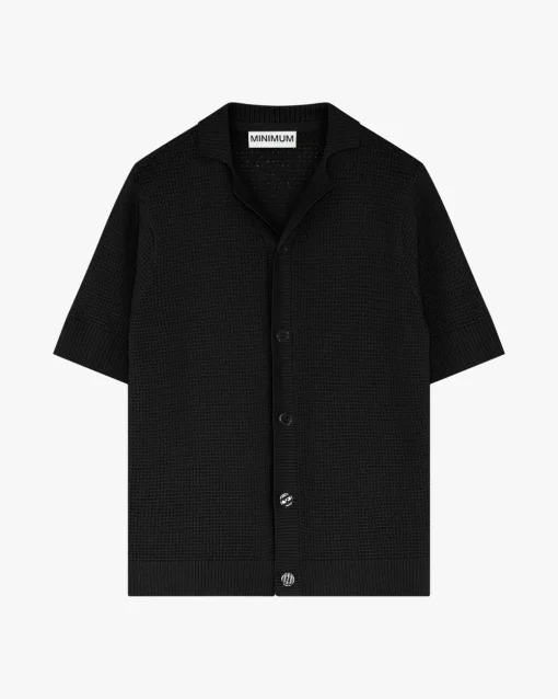 Minimum Knitwear | Mason crochet polo shirt 4177 - Black