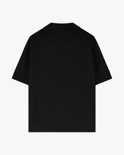 Minimum Knitwear | Mason crochet polo shirt 4177 - Black