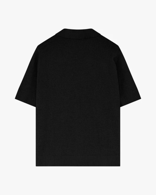 Minimum Knitwear | Mason crochet polo shirt 4177 - Black