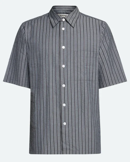 Minimum Shirts | Nash short sleeved striped shirt 4242 - Black