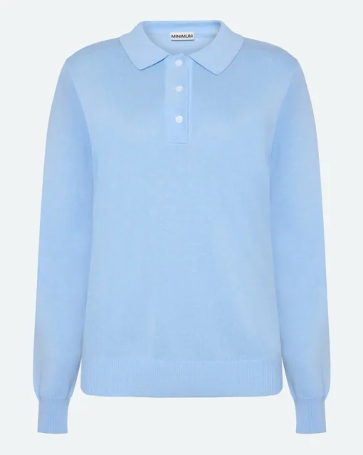 Minimum Knits | Riley polo jumper 4153 - Light Blue LightBlue